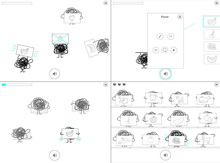 e-learning game wireframes